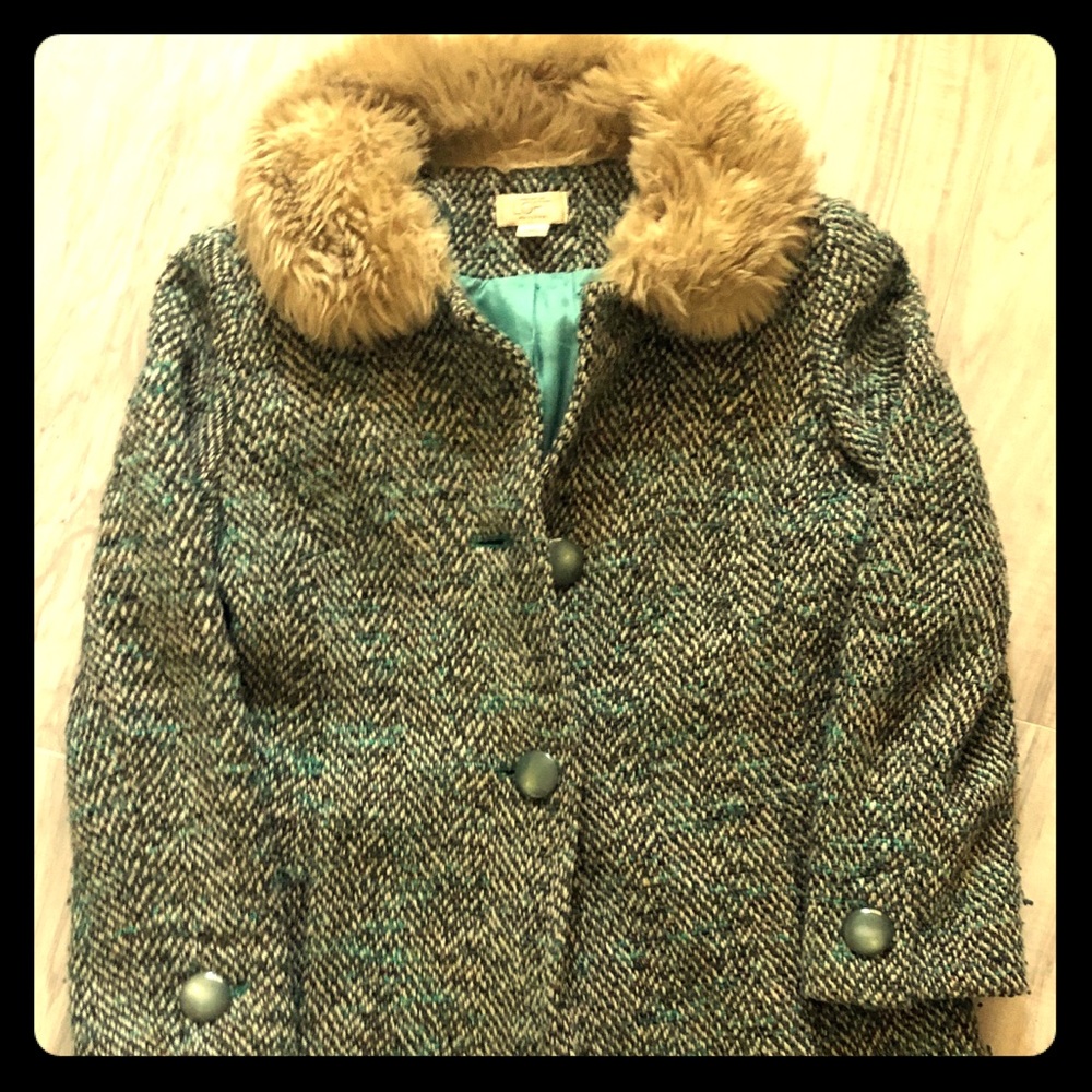 The Loft Vintage Inspired Faux Fur collar coat